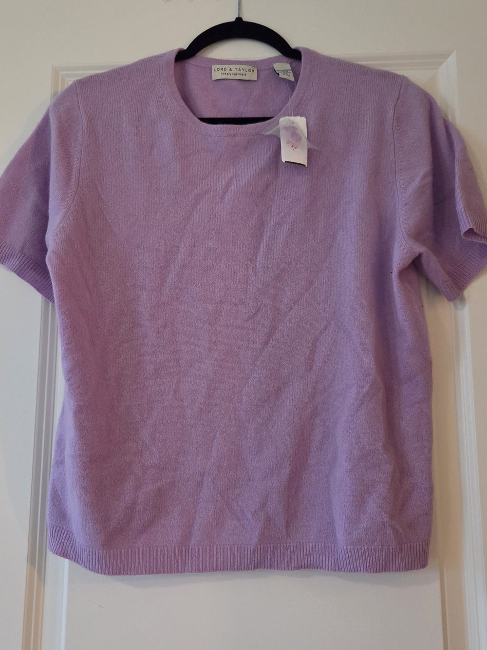 Lord & Taylor Cashmere Lavender Short Sleeve Sweater